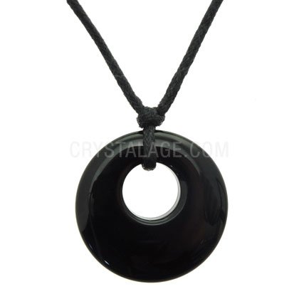 Black Obsidian Donut Pendant (Gift Boxed)