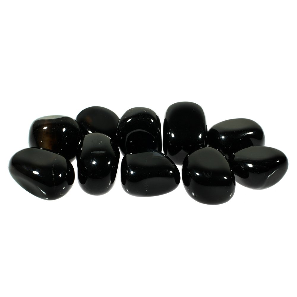 Black Onyx Tumbled Stones, Polished Black Onyx, Grade A; 4 sizes