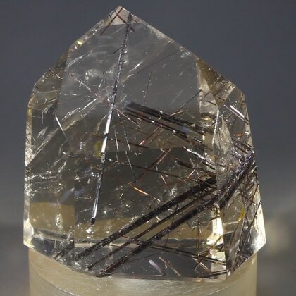 Black Rutile Smoky Quartz Polished Point ~38 x 36mm