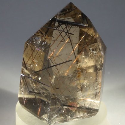Black Rutile Smoky Quartz Polished Point ~42 x 30mm