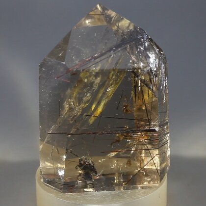 Black Rutile Smoky Quartz Polished Point ~46 x 32mm