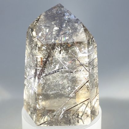 Black Rutile Smoky Quartz Polished Point ~5 x 3.25cm