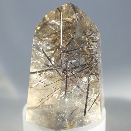 Black Rutile Smoky Quartz Polished Point ~5 x 3.5cm