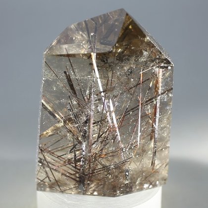 Black Rutile Smoky Quartz Polished Point ~5 x 3.75cm