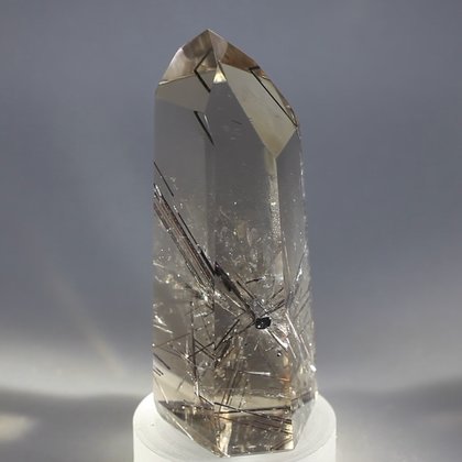 SPIRITUAL Black Rutile Smoky Quartz Polished Point ~7 x 3cm