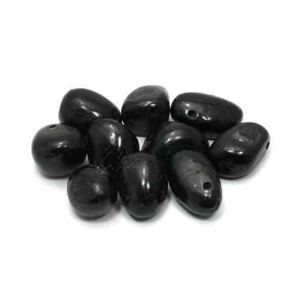 Black Tourmaline Drilled Tumble Stone