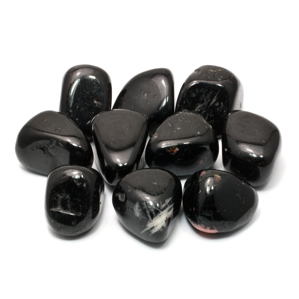 Tumbled Black Tourmaline Grounding Crystals Stones 1/2" Set of 6 