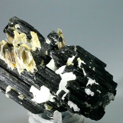 Black Tourmaline with Muscovite and Cleavelandite Mineral Specimen ~74mm