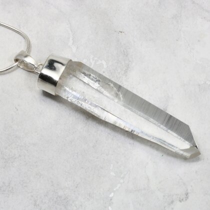 Blades of Light Quart Point Healing Crystal 925 Silver Pendant ~53mm