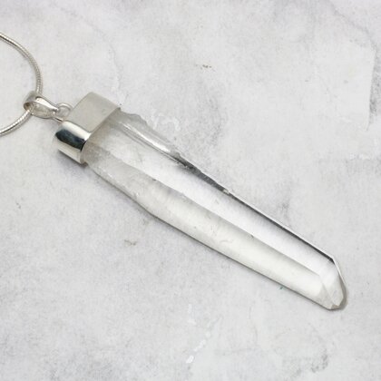 Blades of Light Quart Point Healing Crystal 925 Silver Pendant ~57mm