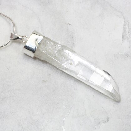 Blades of Light Quart Point Healing Crystal 925 Silver Pendant ~57mm