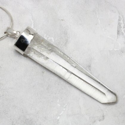 Blades of Light Quart Point Healing Crystal 925 Silver Pendant ~60mm