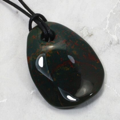 Bloodstone Pendant & Wax Cotton Cord ~40mm