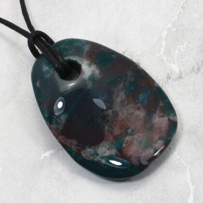 Bloodstone Pendant & Wax Cotton Cord ~43mm