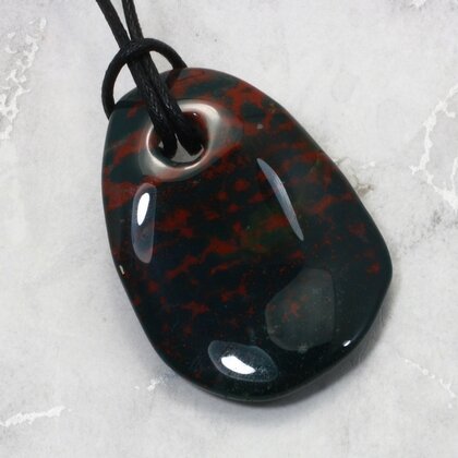 Bloodstone Pendant & Wax Cotton Cord ~43mm
