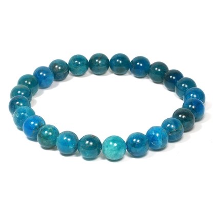 Premium Blue Apatite 8mm Round Bead Bracelet