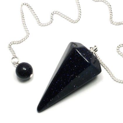 Blue Goldstone Crystal Pendulum
