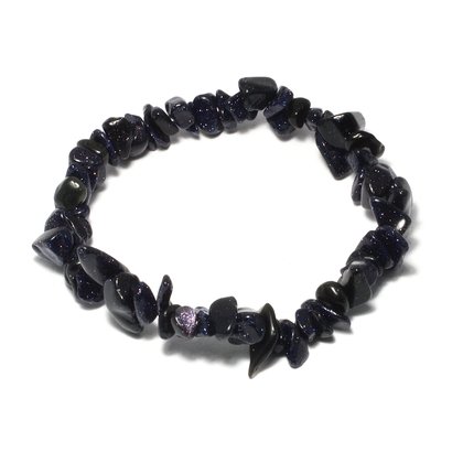 Blue Goldstone Gemstone Chip Bracelet