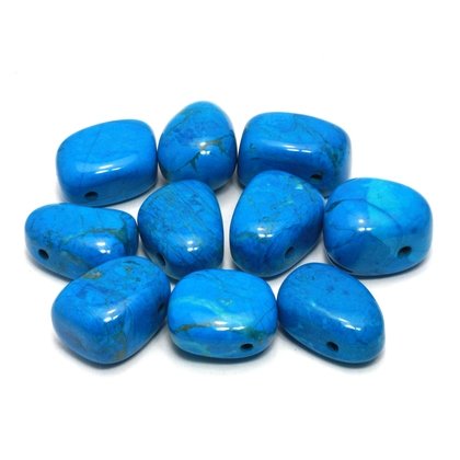 Blue Howlite Drilled Tumble Stone