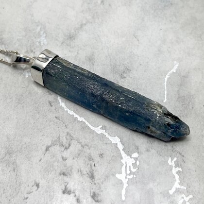 Blue Kyanite Healing Crystal 925 Silver Pendant ~57mm