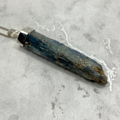 Blue Kyanite Healing Crystal 925 Silver Pendant ~59mm