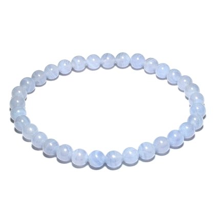 Blue Lace Agate 6mm Round Bead Bracelet