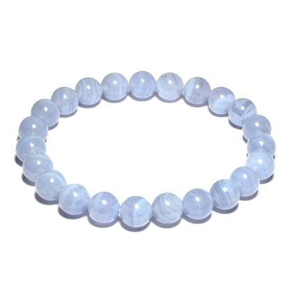 Blue Lace Agate 8mm Round Bead Bracelet