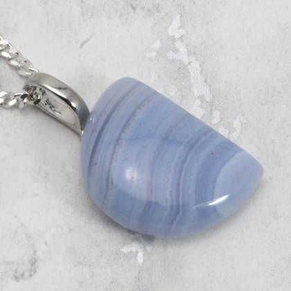 Blue Lace Agate Gemstone Pendant ~23mm