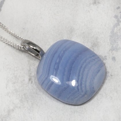 Blue Lace Agate Gemstone Pendant ~23mm
