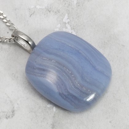 Blue Lace Agate Gemstone Pendant ~27mm