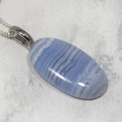 Blue Lace Agate Gemstone Pendant ~28mm