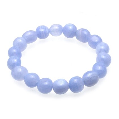 Blue Lace Agate Crystal Bead Bracelet