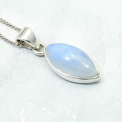 Blue Moonstone 925 Silver Marquis Pendant ~19mm