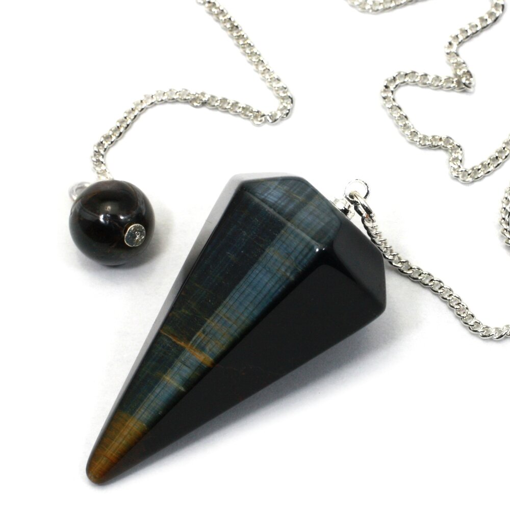 Blue Tiger Eye Crystal Pendulum