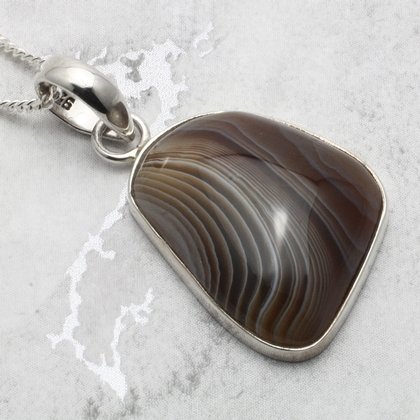 Botswana Agate & Silver Pendant ~23mm