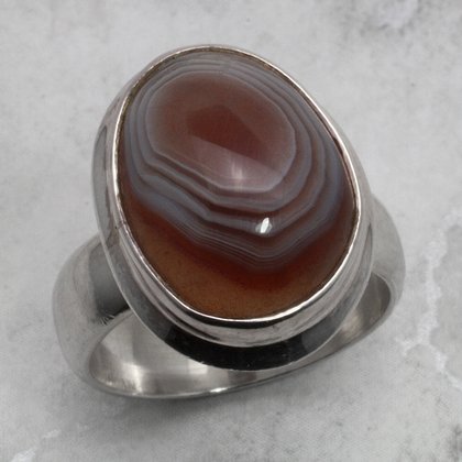 Botswana Agate & Silver Ring ~6.75 US / N UK