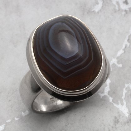 Botswana Agate & Silver Ring ~6.75 US / N UK