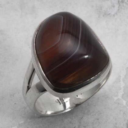 Botswana Agate & Silver Ring ~7.75 US / P- 0.5 UK