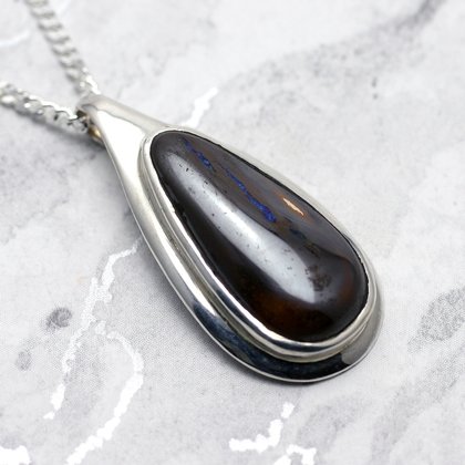 Boulder Opal & Silver Pendant - Drop 36mm