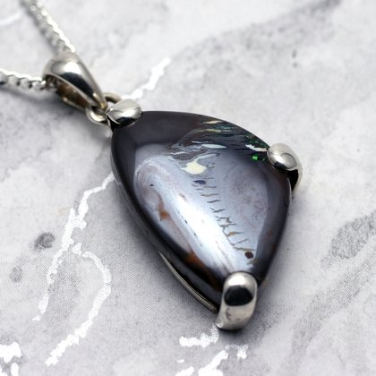 Boulder Opal & Silver Pendant - Freeform 28mm