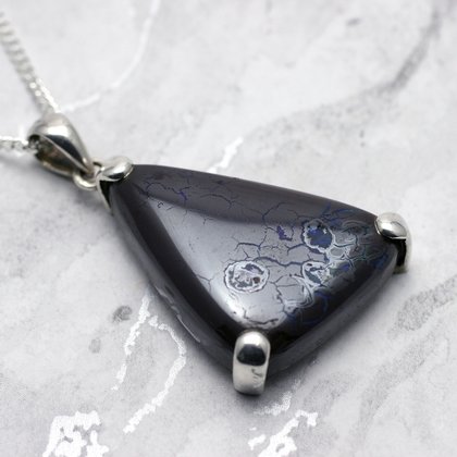 Boulder Opal & Silver Pendant - Freeform Triangle 35mm