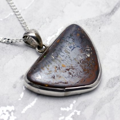 Boulder Opal & Silver Pendant - Triangle 36mm