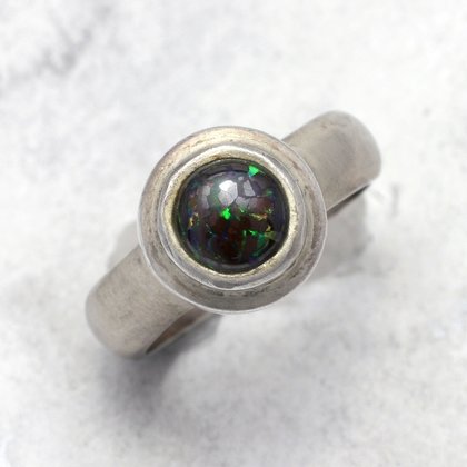 Boulder Opal & Silver Ring ~ 7 US Ring Size , O UK Ring Size