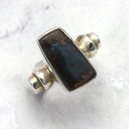 Boulder Opal & Silver Ring ~ 8.5 US Ring Size , R UK Ring Size