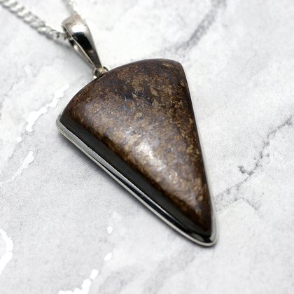 Bronzite & Silver Pendant - 35mm