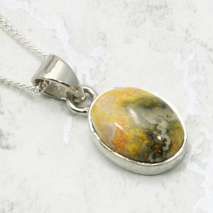 Bumble Bee Jasper Oval 925 Silver Pendant ~14mm