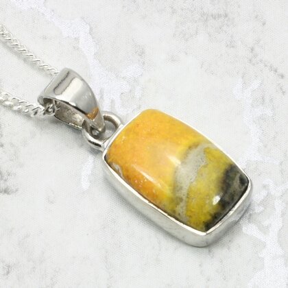 Bumble Bee Jasper Rectangle 925 Silver Pendant ~15mm