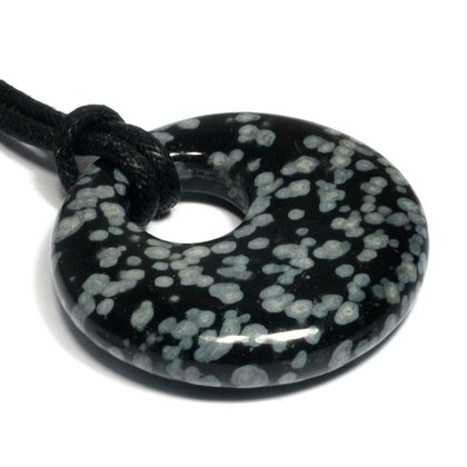 Capricorn Birthstone Necklace - Snowflake Obsidian Donut