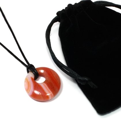 Carnelian Agogo Donut Necklace & Velvet Pouch