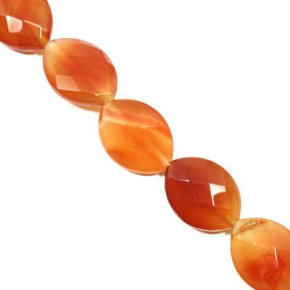 Carnelian Crystal Beads - 30mm Faceted Olive